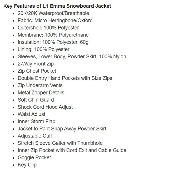 L1 Premium Goods Emma Snowboard/Ski Jacket - Picture 7 of 8